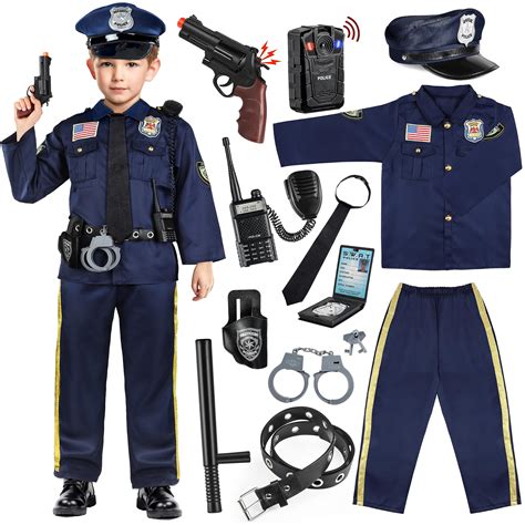 Buy Officer Costume for Kids - Deluxe Costume with Accessories, Costumes for Boys Girls, Cop ...