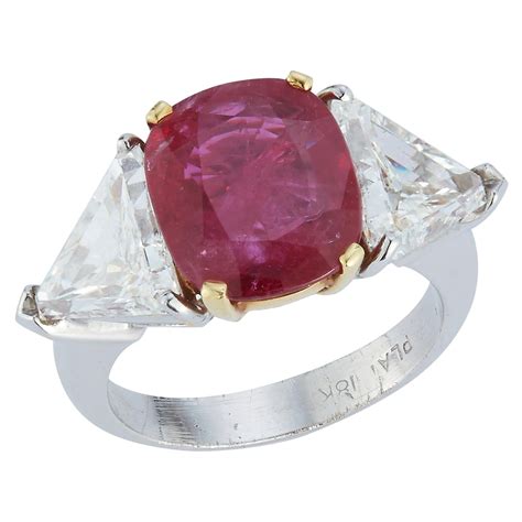 Magnificent Ruby Three Diamond Ring at 1stDibs