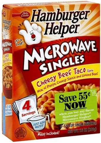 Hamburger Helper Microwave Singles Cheesy Beef Taco Flavor - 7.4 oz, Nutrition Information | Innit