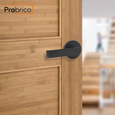 Probrico Privacy Door LeverS Black Hervy Duty Lever Handle Lock Interior Keyless Door Lock ...