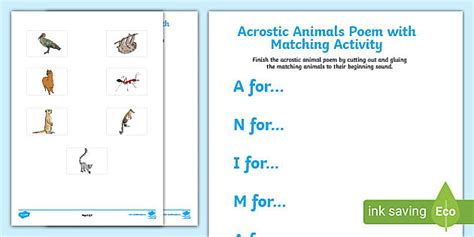 Acrostic Poem Examples For Animals