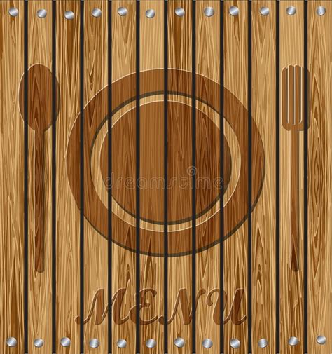 Restaurant Menu On A Wooden Background Stock Vector - Illustration of border, hammer: 28563473