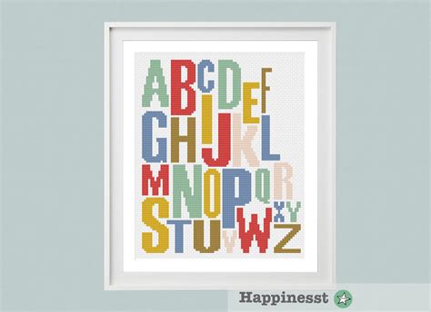 Modern cross stitch pattern alphabet ABC PDF pattern | Etsy