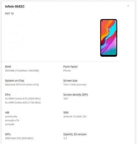 Infinix Hot 10 specs revealed by Google Play console!