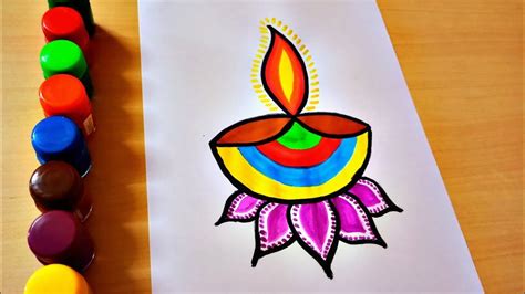 Diwali Diya Drawing || How to Draw Easy Diya for Diwali Step by Step || Watercolor Painting ...