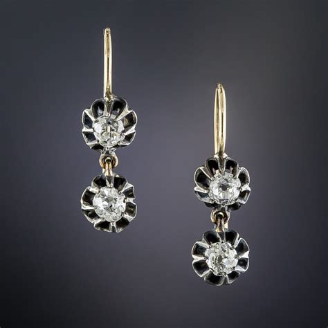 Antique Diamond Double Drop Earrings