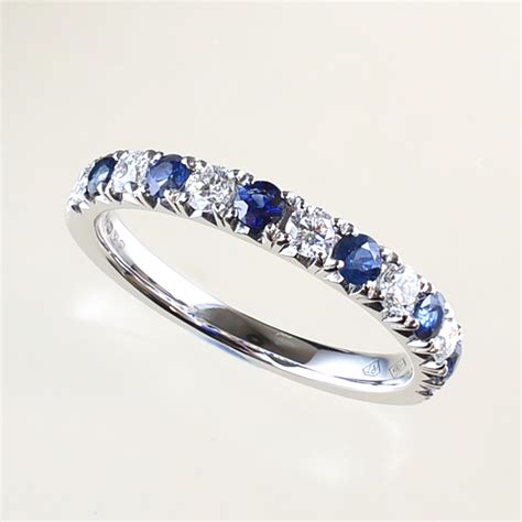 Diamond and blue Sapphire band #0011 - Rebecca's Jewellers