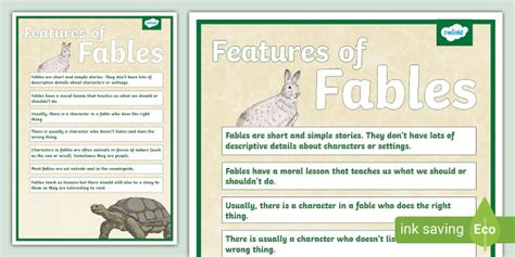 Features of a Fable Display Poster - Writing Aids - English