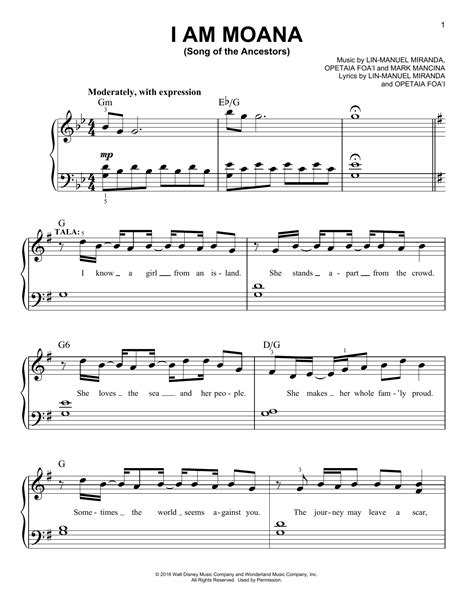 I Am Moana (Song Of The Ancestors) | Sheet Music Direct