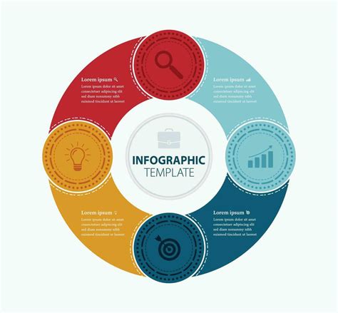 Business Infographic Template, Advertising Pie Chart, Four Steps workflow Circles Inside Circle ...