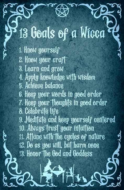 13 Goals of a Wicca Poster | Wiccan beliefs, Wiccan magic, Wiccan quotes