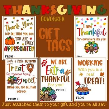 Thanksgiving Coworker Gift Tags by Txt4Tots | TPT