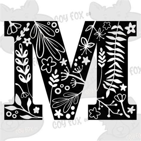 Floral Alphabet Monogram Letter M Svg SVG Clip Art - Etsy