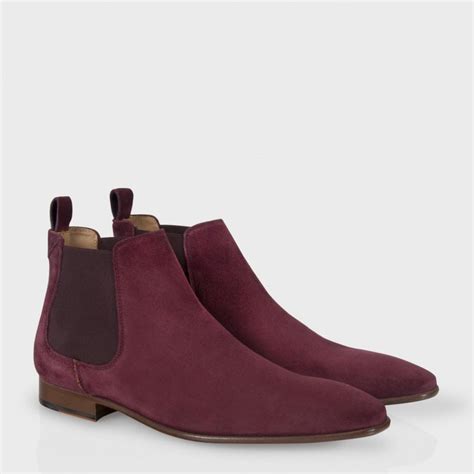 Paul smith Burgundy Suede 'Falconer' Chelsea Boots in Purple for Men | Lyst