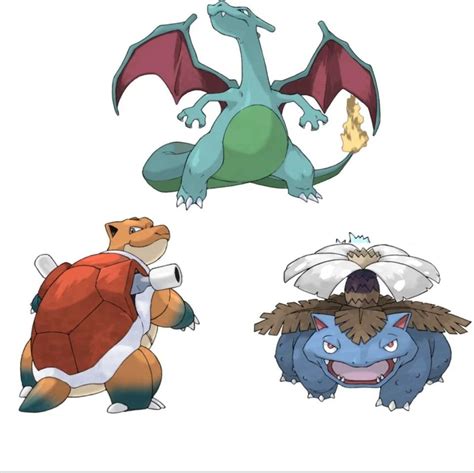 Pokemon Fan Reimagines Kanto Starters and Their Evolutions With Their Colors Swapped