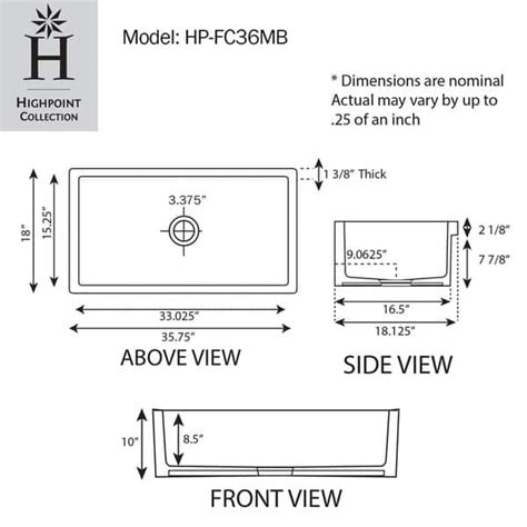 36 Inch Farmhouse Sink Dimensions / Buy Sinkology Sk495 36fc Amz Harper Farmhouse 36 In Single ...