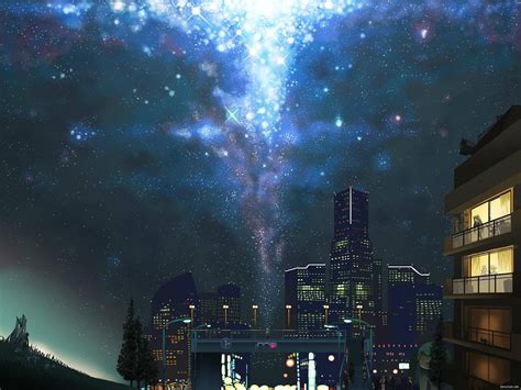 anime, Night, Sky, City, Stars HD Wallpapers / Desktop and Mobile Images & Photos