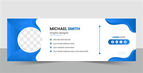 Creative email signature template. Corporate mail business email signature free vector banner ...