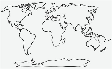 World Map Drawing Outline