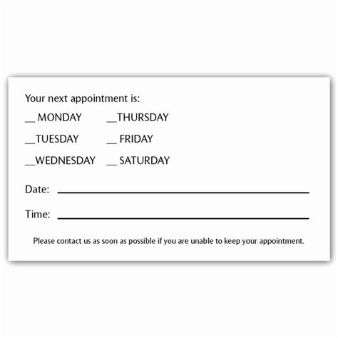 Free Printable Appointment Reminder Cards Unique Appointment Card 1 | Appointment reminder ...