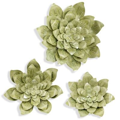 Set Of 3 Metal Growing In Green Wall Arts Sculpture Green - Stylecraft: Modern Botanical Decor ...