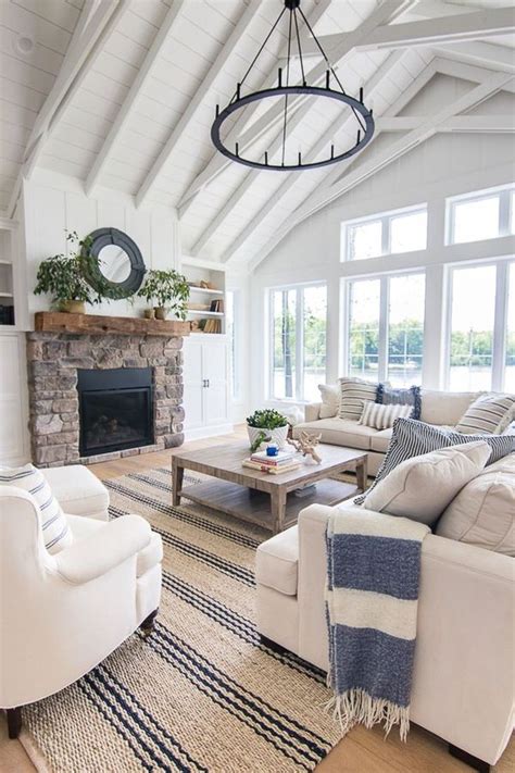 Unique Lake House Decorating Ideas 12 | Farm house living room, Modern farmhouse living room ...