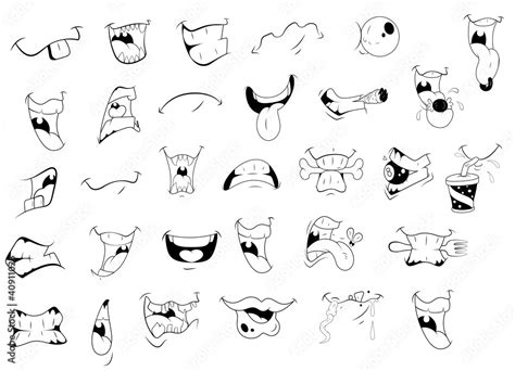 Cartoon Mouth Expressions Stock-Vektorgrafik | Adobe Stock