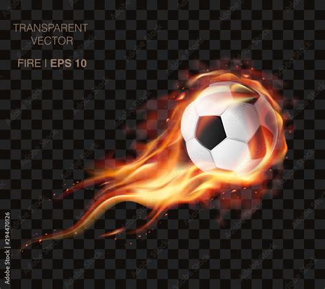 Realistic vector soccer ball on fire and logo for football club, badge template Stock Vector ...