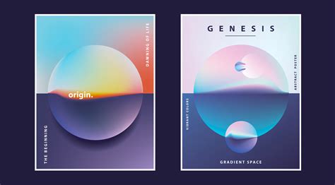 Geometric Poster Template with Abstract Semi-Surreal Landscape