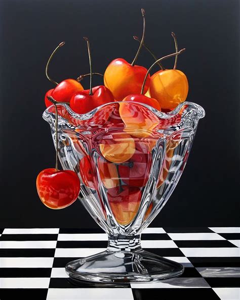 Artist: Daryl Gortner, {contemporary realism fruit food hyperreal cherries painting} | Realistic ...