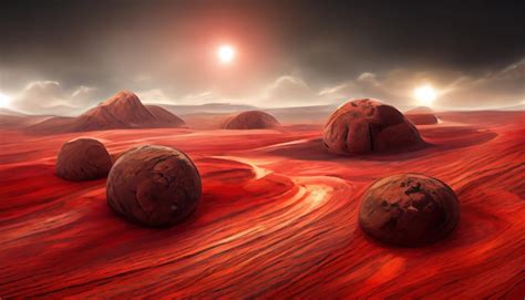 Premium Photo | Landscape on the planet mars surface is a picturesque desert on red planet ...