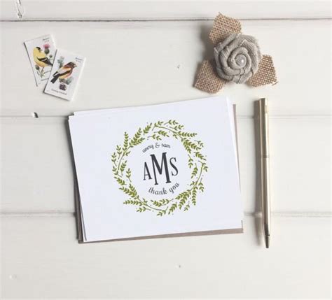 Custom Monogram Thank You Cards. Wedding Monogrammed Thank You Card Set Of 10. Thank You's Note ...