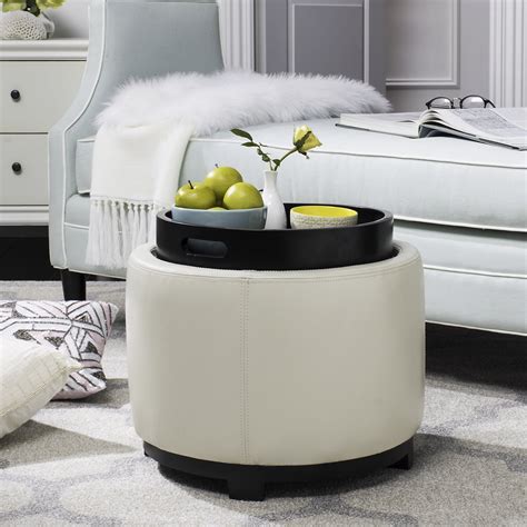 Safavieh Round Modern Glam Storage Tray Ottoman - Walmart.com