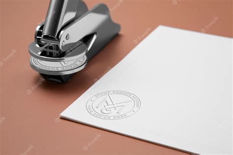 Premium PSD | Metallic stamp with embossed logo effect on paper