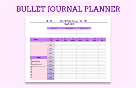 Bullet Journal Planner - Download in Excel, Google Sheets | Template.net