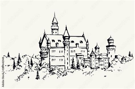 Famous German castle. Vector drawing Stock Vector | Adobe Stock