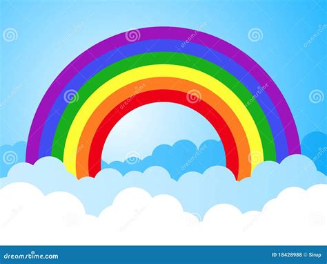 Rainbow Sky With Clouds Cartoon Background Royalty Free Stock Photos - Image: 18428988