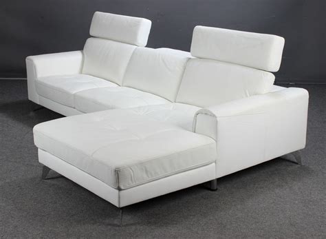 White Leather Sofa With Chaise Longue | Mostly Danish Furniture Ottawa