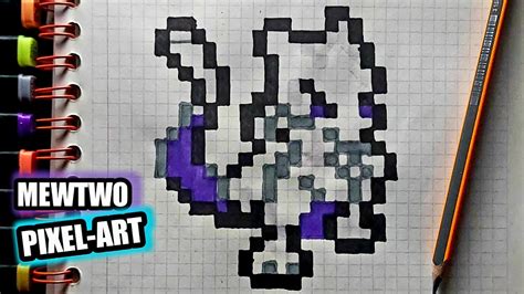 cómo dibujar a MEWtwo || pixel art ||paso a paso facil || how to draw mewtwo pokemon - YouTube