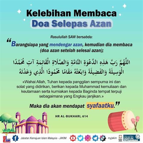 Doa Selepas Azan dan Maksudnya (JAKIM)