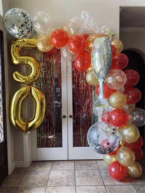 Half balloon arch 50th birthday | Balloon arch, Balloons, Ornament wreath