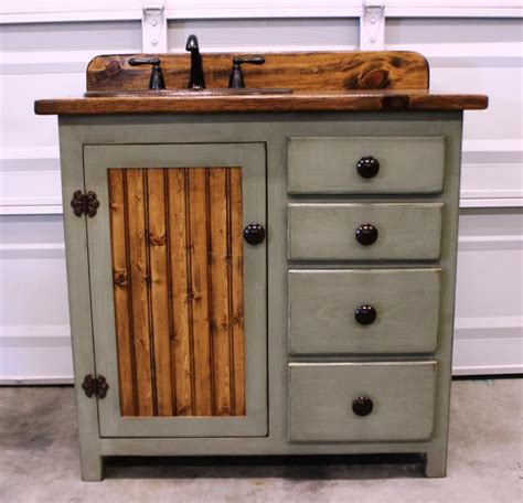 Bathroom Vanity - 36" - Rustic Farmhouse Bathroom Vanity - Sage Green - Bathroom Vanity w ...