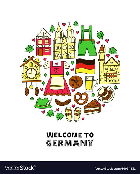 German national landmarks and attractions Vector Image