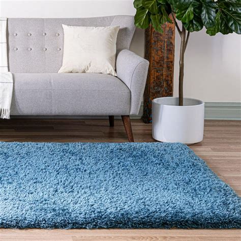 Infinity Collection Solid Shag Area Rug by Rugs.com ‚Äì Blue 9' x 12' High-Pile Plush Shag Rug ...