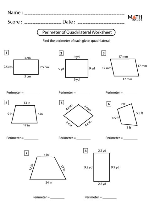 Area And Perimeter Of Quadrilateral