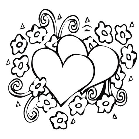 Heart And Flowers Coloring Page - Free Printable Coloring Pages for Kids