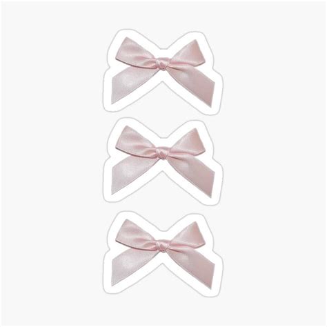 three pink bows on white stickers with one bow at the top and two in the middle