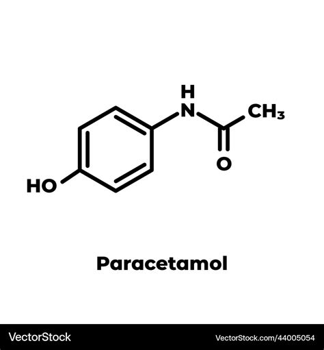 Paracetamol or acetaminophen chemical structure Vector Image