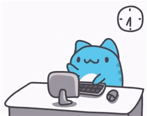 Capoo Cat Typing On Desk GIF | GIFDB.com