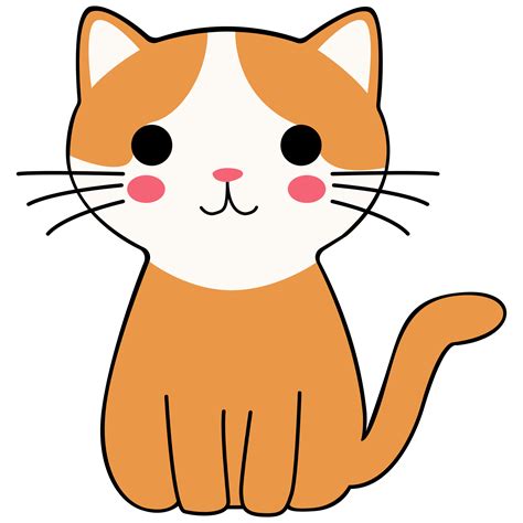 Cat clipart icon flat design on transparent background, animal isolated clipping path element ...